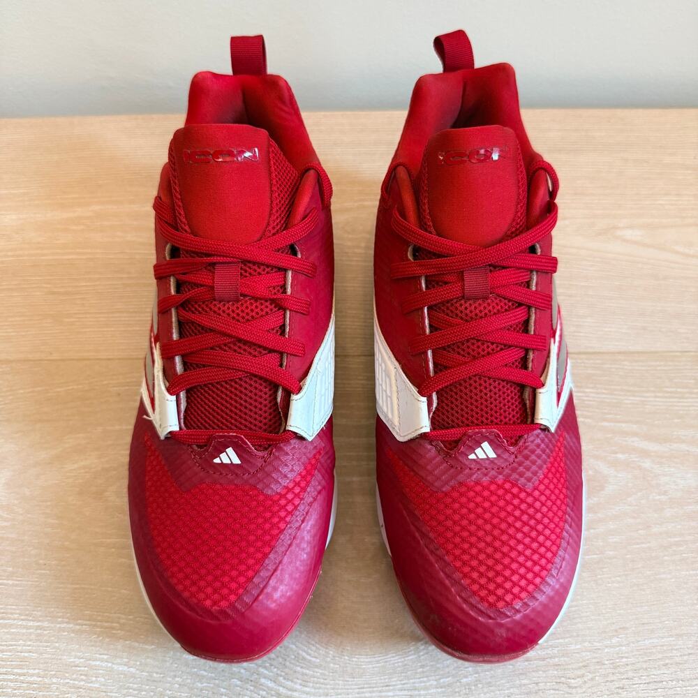 adidas Men’s Icon 8 Baseball Metal Cleats Team Power Red White Size 8